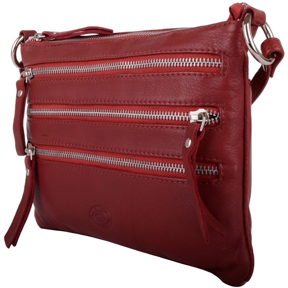 image 1 of London Leathergoods Womens Premium Soft Genuine Leather Cross Body / Shoulder Bag | Red | Dark Red