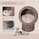 image 3 of PawHut Wicker Cat House, Raised Cat Bed with Cushion, 42 x 33 x 52cm, Dark Brown