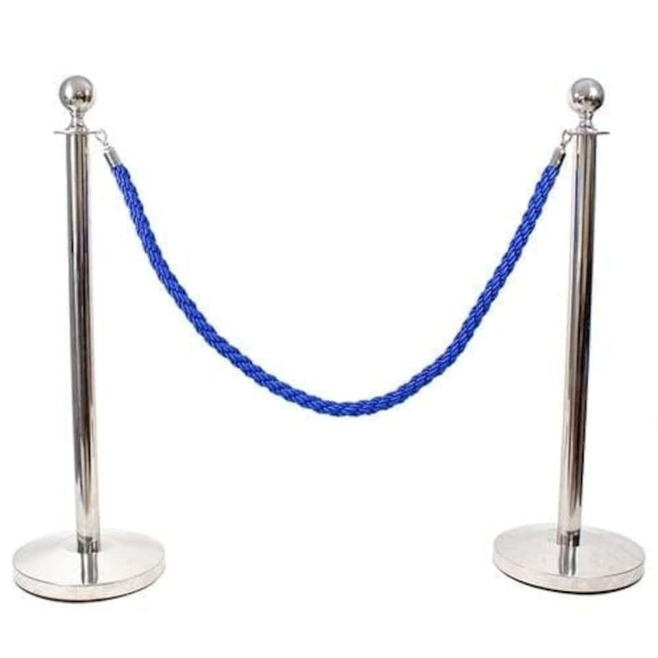 image 1 of 2 Prestige Chrome Poles With 1 Blue Braided Rope