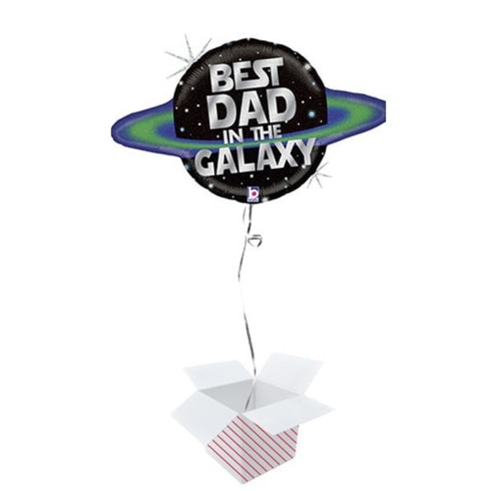 Galactic Dad Holographic Helium Foil Giant Balloon - Inflated Balloon in a Box