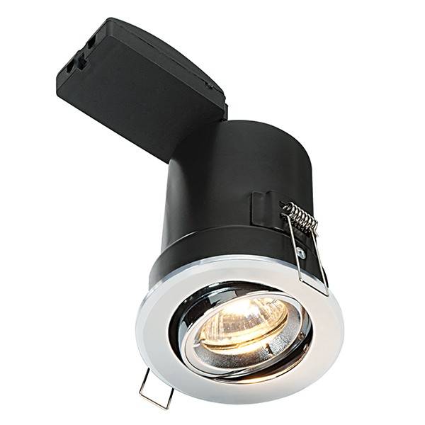 Netlighting Shieldplus Fire Rated 1 Light Recessed Tilt Downlight Chrome Plate GU10 in Grey