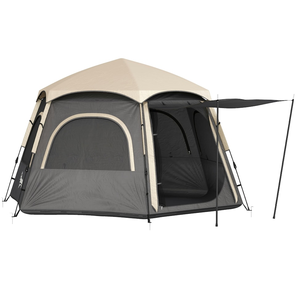 image 1 of Outsunny Instant Camping Tent, 4 Person Easy Setup Dome Tent Grey | Dark Grey
