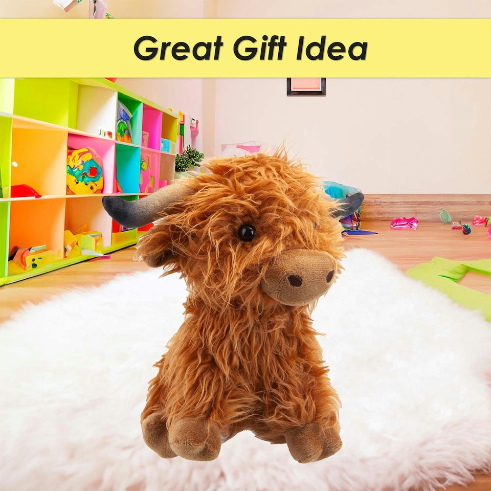 image 1 of Highlands Cow Soft Toy Cute Plushie Huggable Cuddly Stuffed Toy Gift 23cm Brown