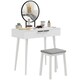 image 1 of HOMCOM Dressing Table with Mirror and Stool, Vanity Makeup Desk Set with 2 Drawers, Cushioned Stool and Make-up Organiser for Bedroom and Dressing Room, 80 x 40 x 123 cm, White