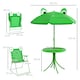 image 7 of Outsunny Foldable Patio Kids Metal Picnic Table w/ Frog Umbrella Green 4-piece | Green | Green