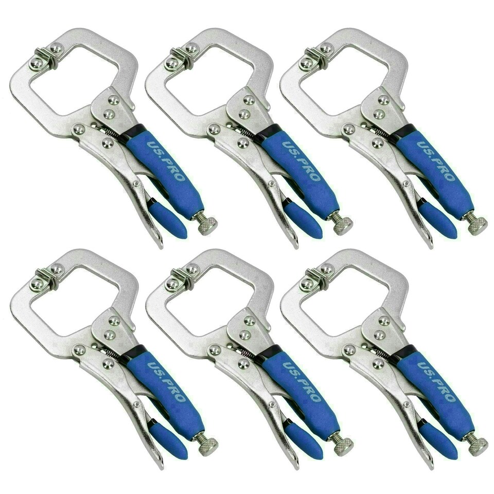 image 1 of 6" Welding Locking C Clamps Adjustable Fastener with Quick Release Grip 6 Pack