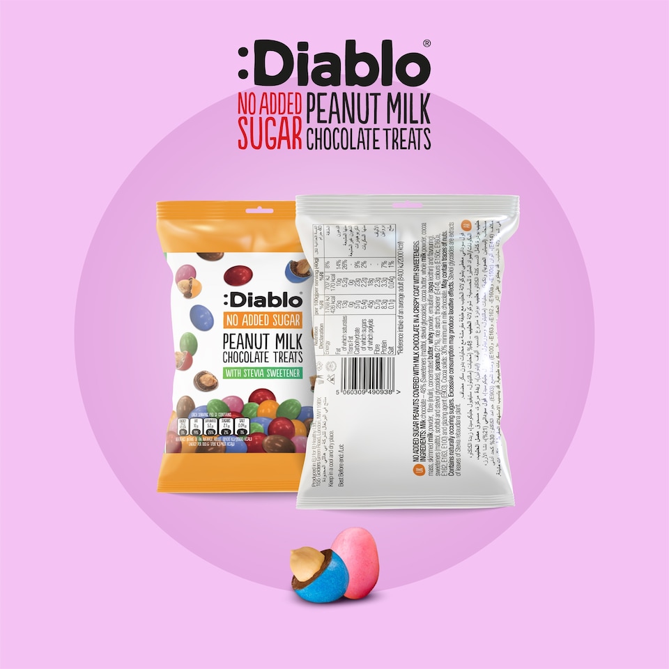 image 1 of Diablo No Added Sugar Chocolate Peanut Bites 40g 3 Pack