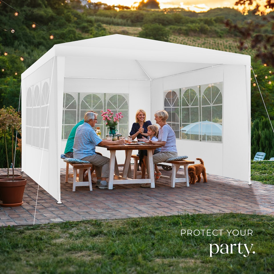 image 1 of Gazebo Barinas with 3 side panels, water-resistant, 3x3m | White | white | 300 x 300 x 250 cm | 1