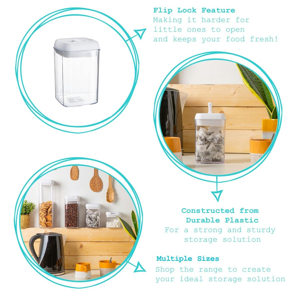 image 1 of Argon Tableware 5 Piece Flip Lock Plastic Food Storage Containers Set - White