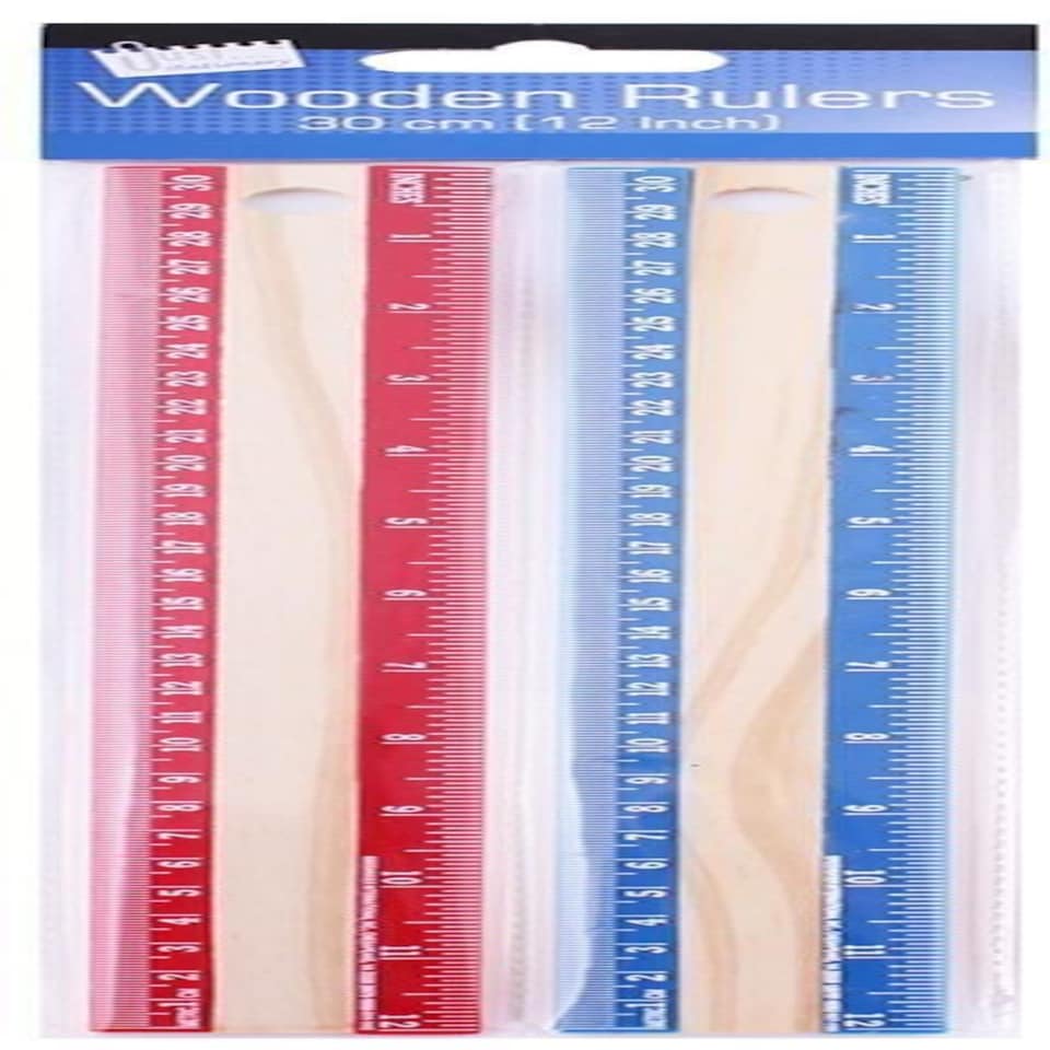 image 1 of Just Stationery 12 inch Wooden Ruler (Pack of 2)