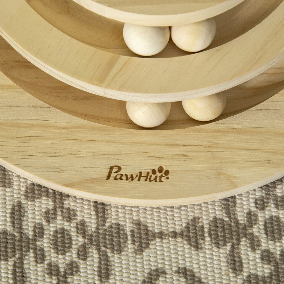 image 1 of PawHut Cat Tree Scratching Post with Interactive Toy Ball Jute Sisal Wood
