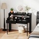 image 7 of COSTWAY Extendable Computer Desk with 2 Drawers Black
