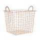 image 1 of Interiors By Premier Stylish Copper Plated Basket, Functional Wireframe Basket For Kitchen, High Quality Contemporary Basket Gold