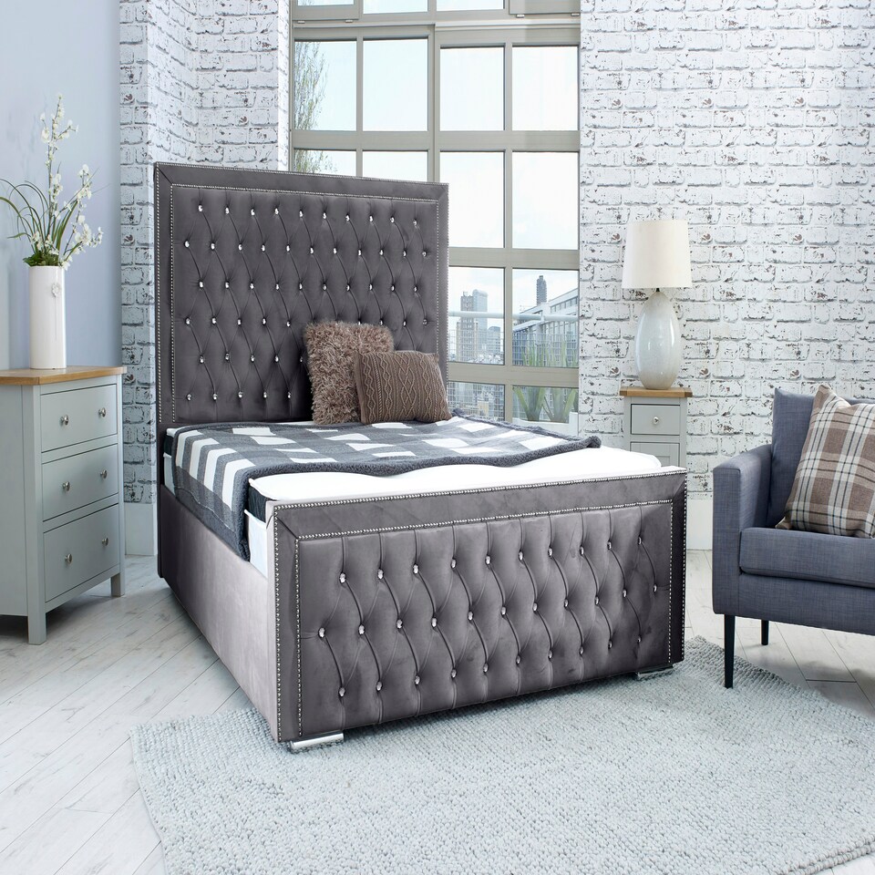 Hendrick Plush Small Double Bed Frame - Steel