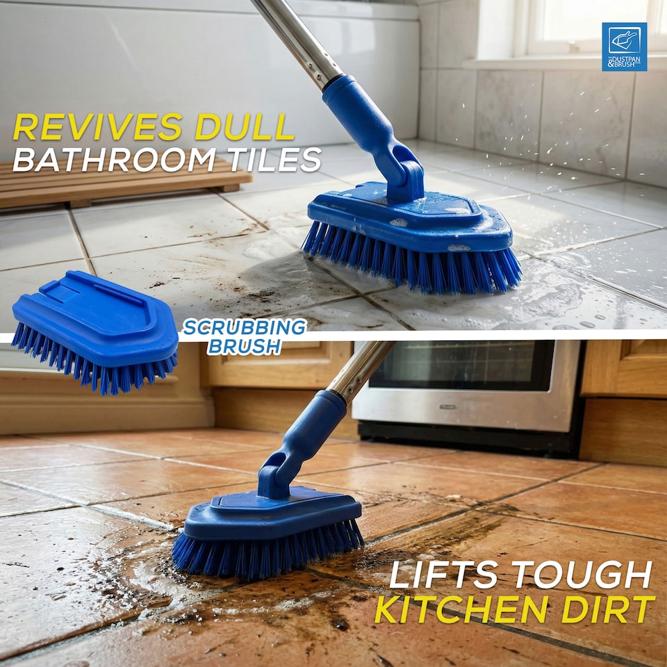 image 1 of Bathroom Cleaning Set Long Handled Tile Cleaning Kit