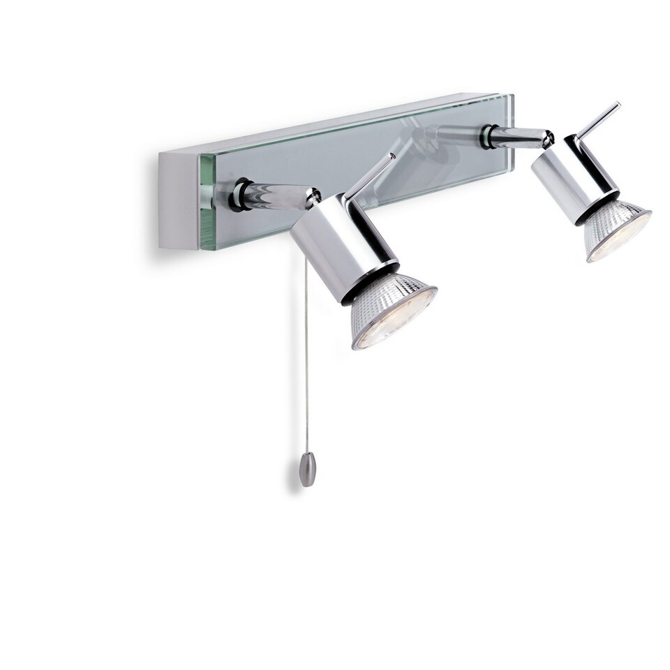 Aqua 2 Light Switched Spotlights Bar Light Aluminium, Clear Glass, GU10