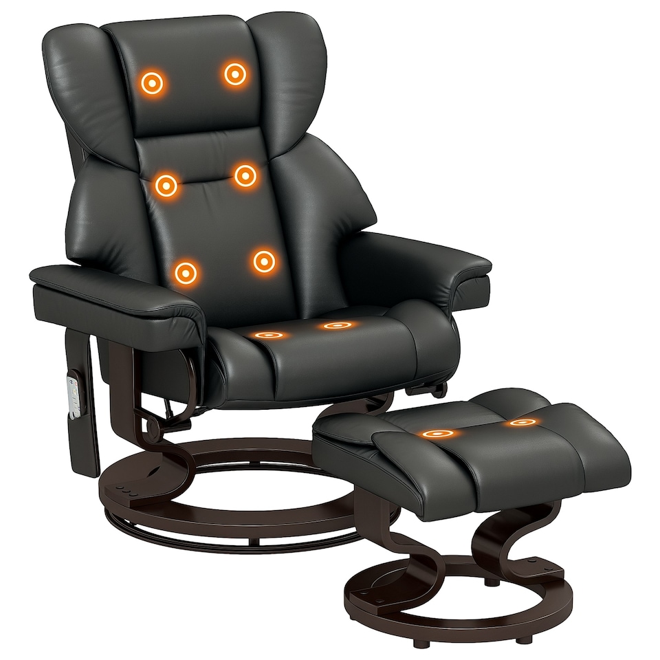 image 1 of HOMCOM Massage Recliner Chair with Footstool and Adjustable Backrest, Black | Multi