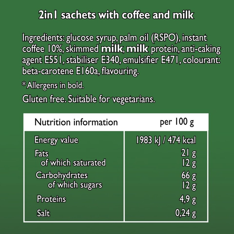 image 1 of Lyons Instant Coffee 2 in 1 10 Sachets 16g | Green | 6 - Green | Coffee | 6