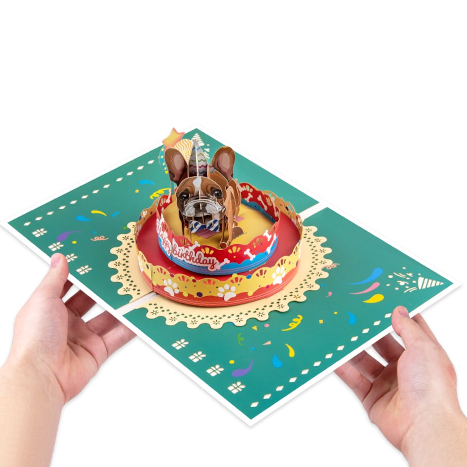 image 1 of Pawty Time 3D Dog On a Cake Pop Up Birthday Card
