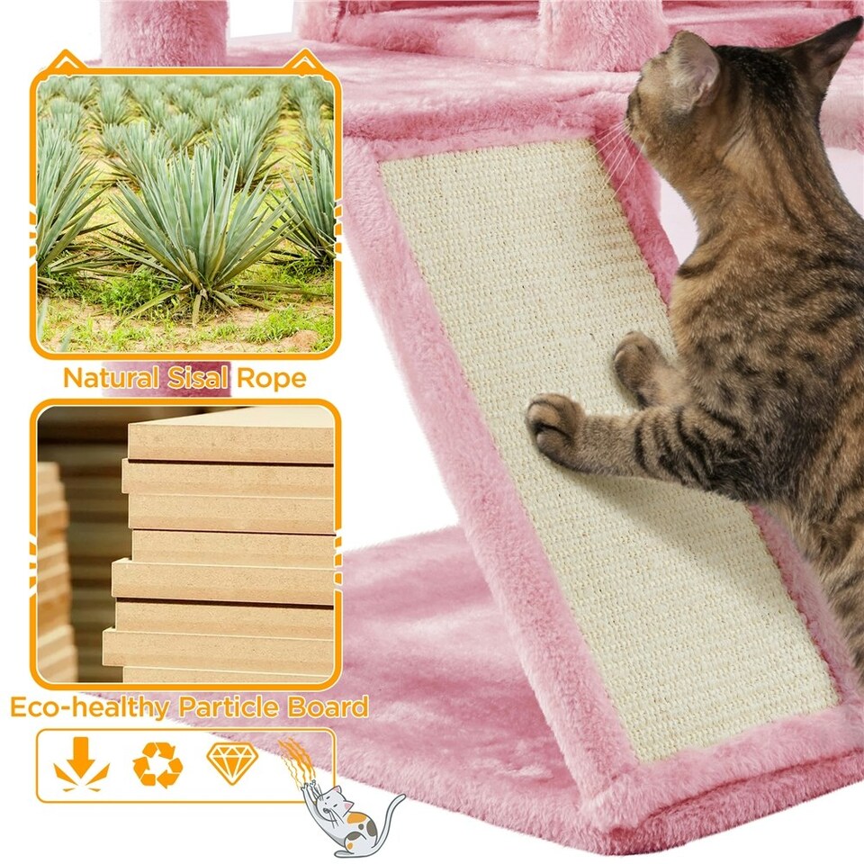 image 1 of Yaheetech 146 cm Multilevel Indoor Cat Tree Tower for Kittens Pink