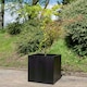 image 2 of Primrose Large Black Stone Composite Cube Outdoor Garden Planter 78cm
