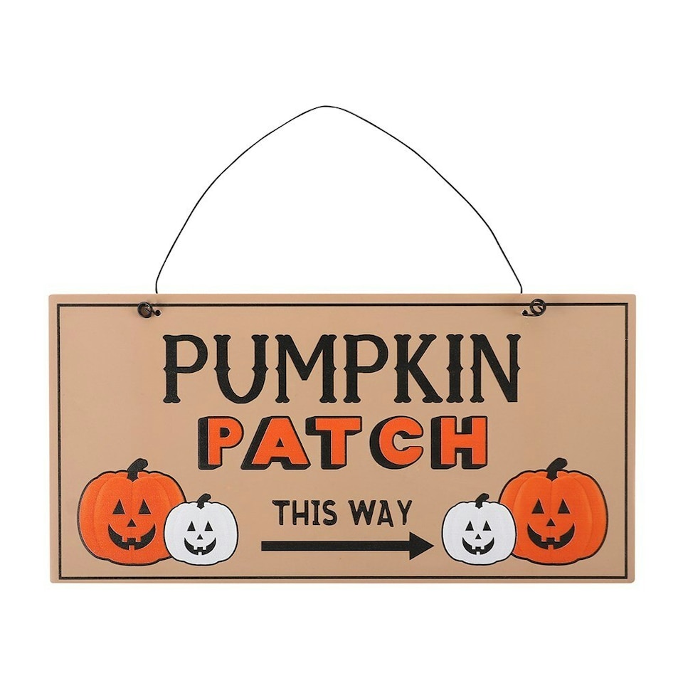 image 1 of Something Different Pumpkin Patch Halloween Plaque - Beige/Black/Orange - One Size