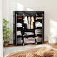 image 6 of HOMCOM Fabric Wardrobe with 10 Shelves 1 Hanging Rail Foldable Closets Black