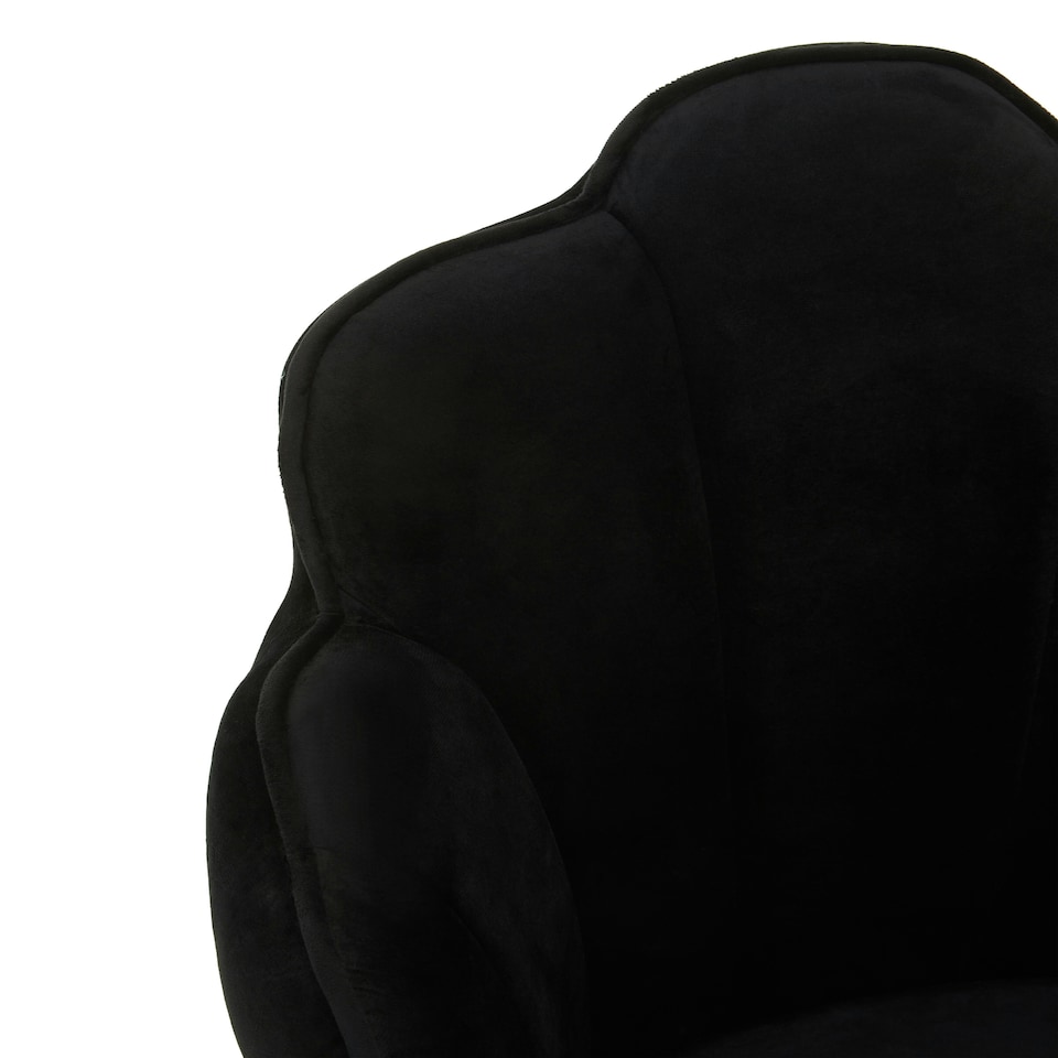 image 1 of Interiors by Premier Black Velvet Dining Chair, Durable & Adjustable Velvet Office Chair, Backrest Accent Chair with Chrome Legs