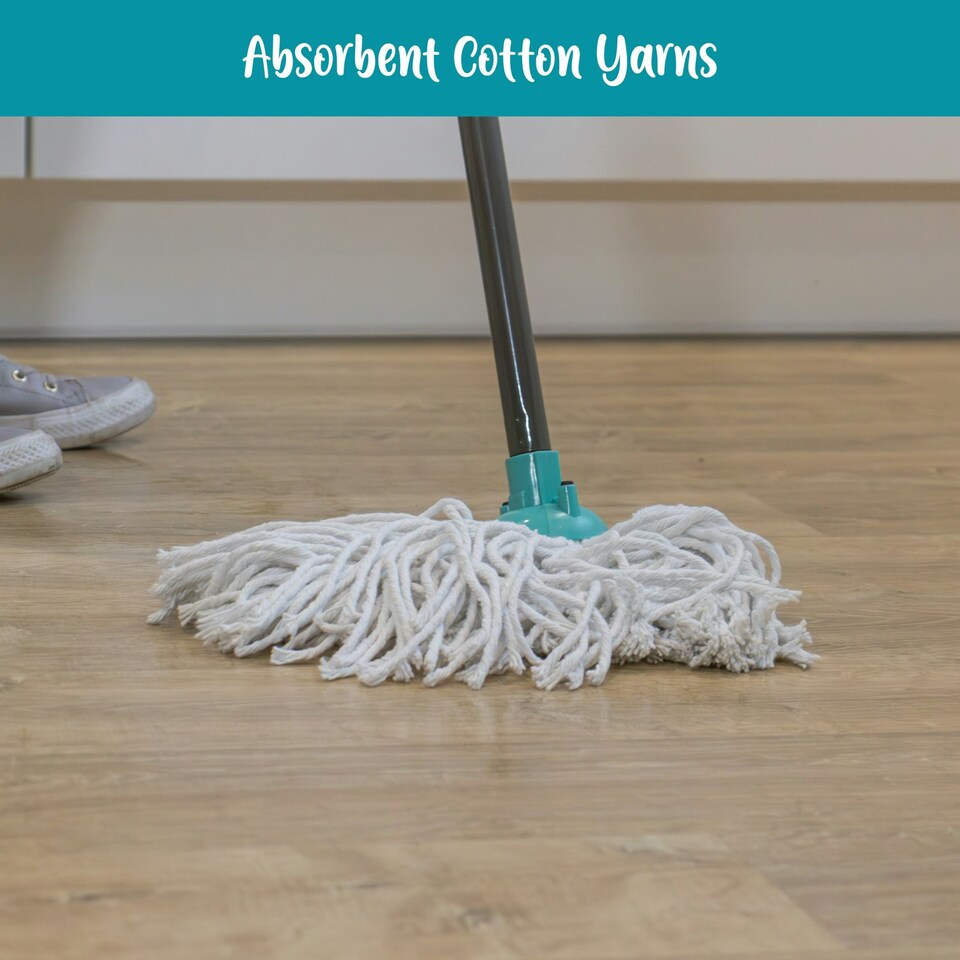 image 1 of JVL Pure Cotton Traditional String Floor Mop, Turquoise