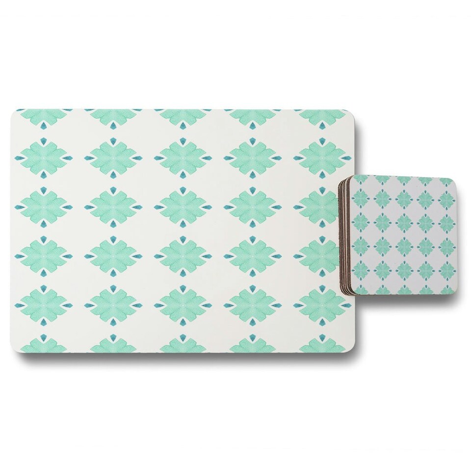 Green uncommon boho chic summer design (Placemat & Coaster Set)