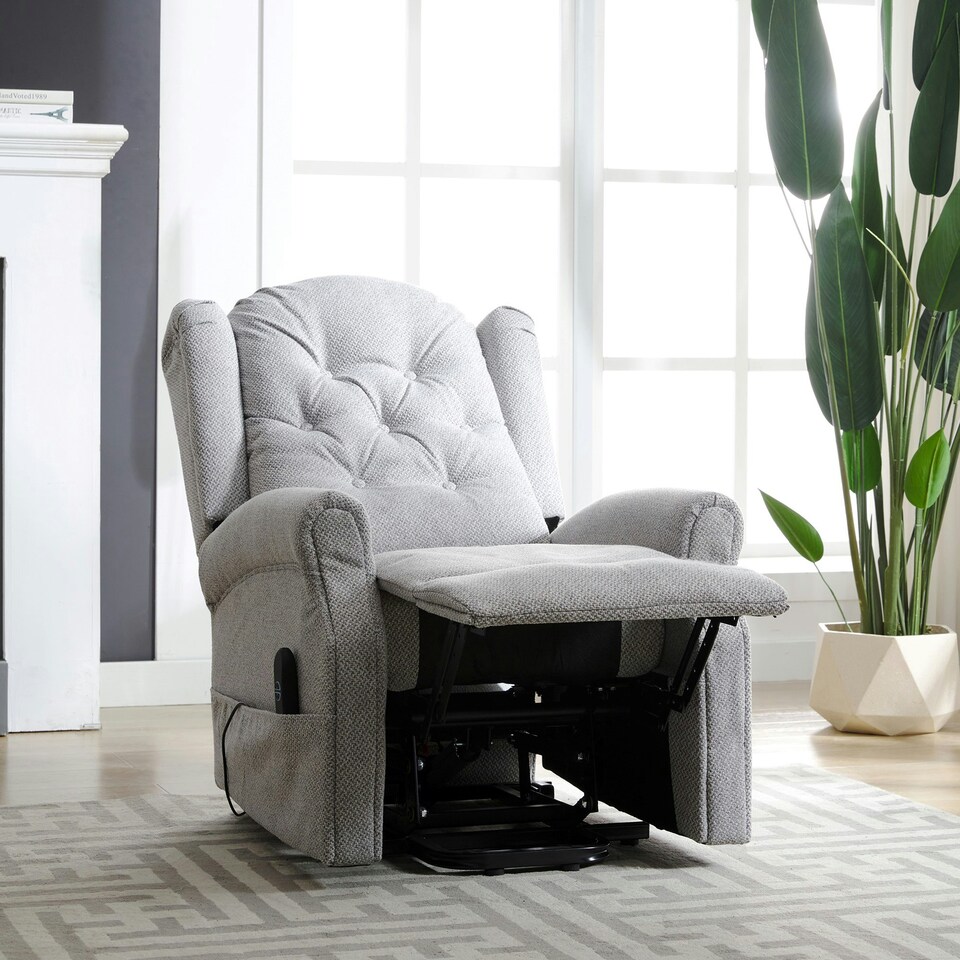 image 1 of Crawley Electric Lift-Assist Riser Recliner - Light Grey