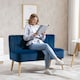 image 8 of HOMCOM Velvet-Feel Double Sofa w/ Wood Frame Foam Padding High Back, Blue