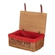 image 1 of 36cm Double Steamed Red Lined Willow Empty Picnic Basket with Pinewood Lid | Brown | Brown | S | 1