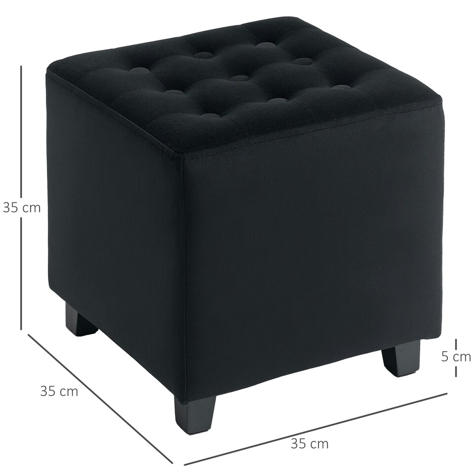 image 1 of HOMCOM Square Footstool Small Ottoman with Wood Legs for Bedroom | Grey | Dark Grey | One size | 1