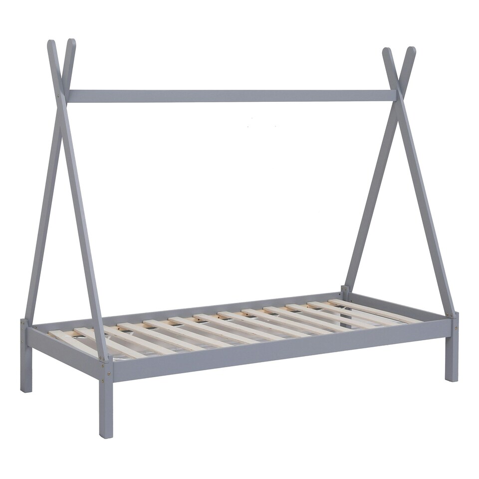 image 1 of Harry Kids Childrens Grey Wooden Teepee Tent Single Bed Frame | Grey | Grey | Single