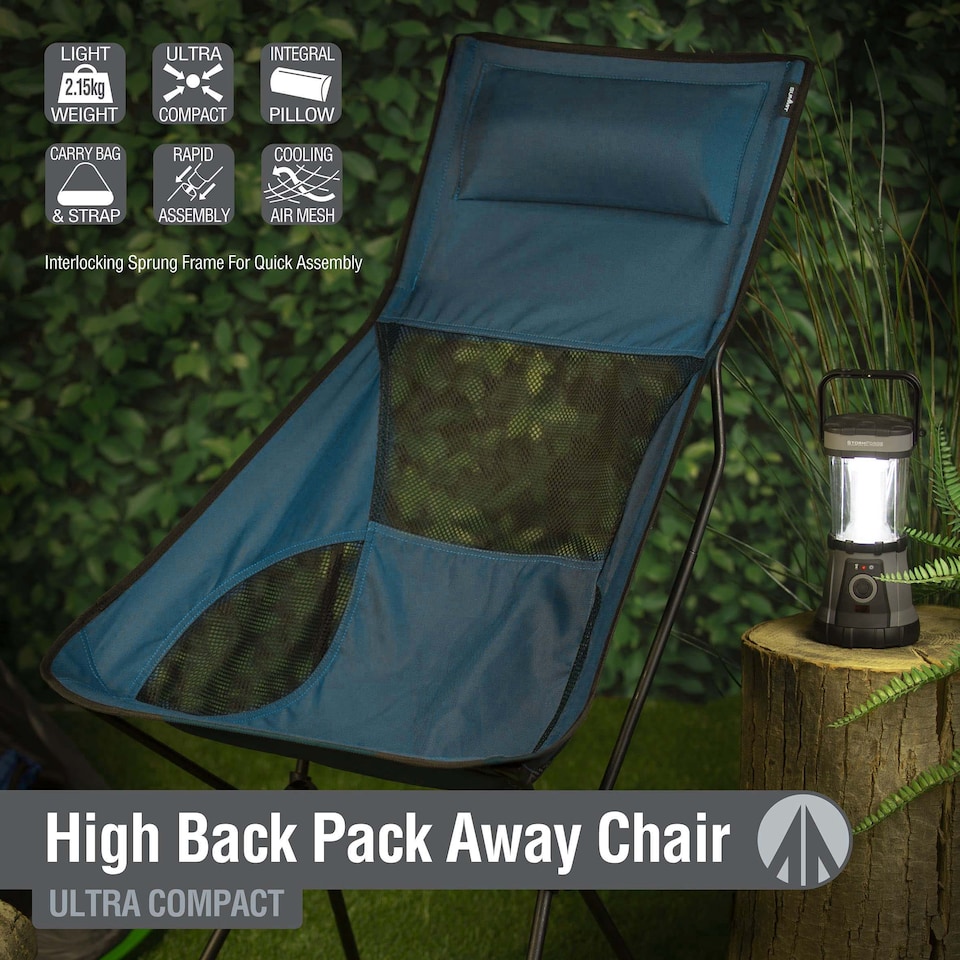 image 1 of PMS Summit High-Back Folding Camping Chairs 2-Pack, Indigo Blue