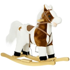 HOMCOM Rocking Horse with Music, Sound, Wagging Tail, Kids Ride On Horse with Saddle Gift for Ages 3-6 Years, Brown