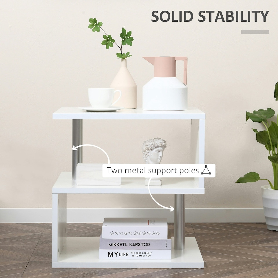 image 1 of HOMCOM Coffee End Table Side TV Sofa Stand Living Room Office Furniture White Black