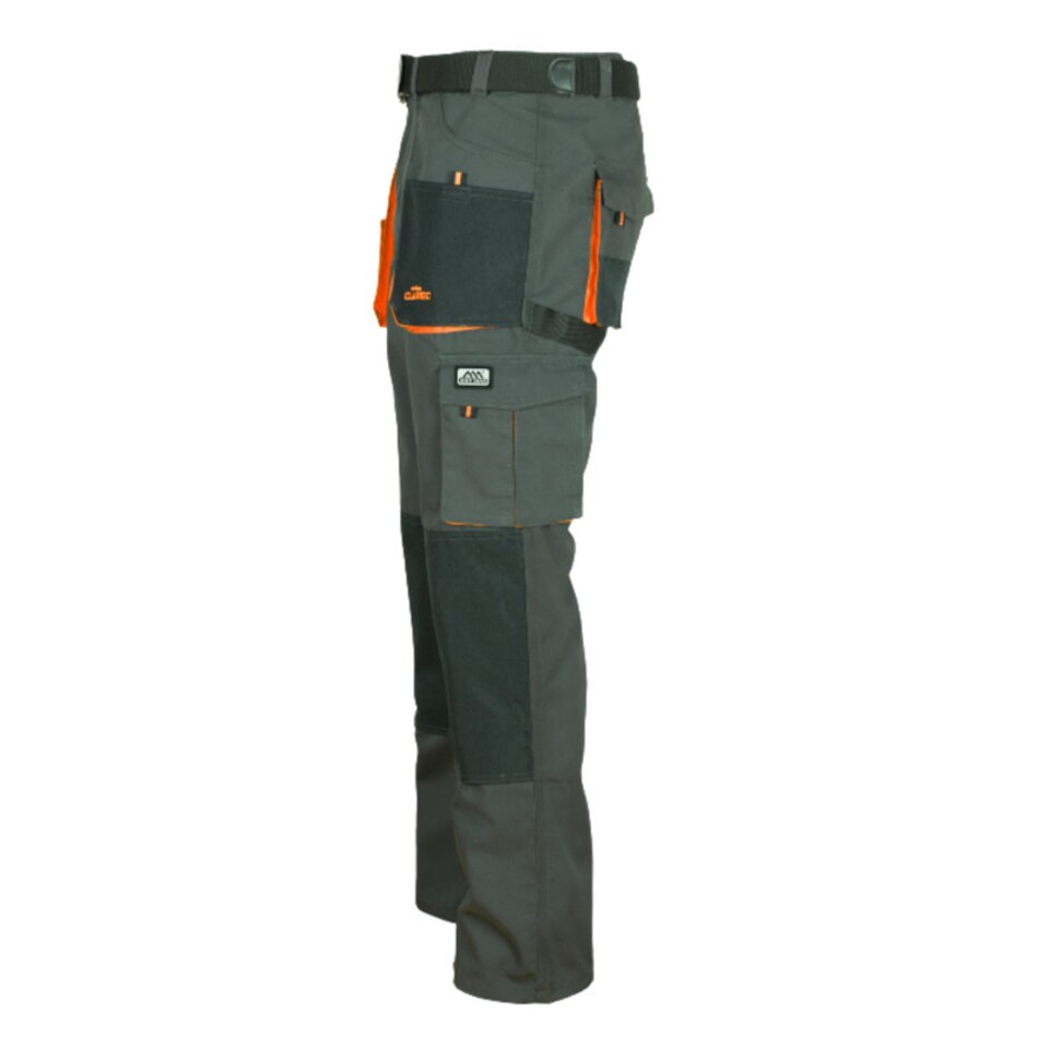image 1 of ArtMas Grey Orange Work Trousers for Men  Durable Design with Knee Pad Pockets Cargo Storage and Reinforced Seams Size UK28