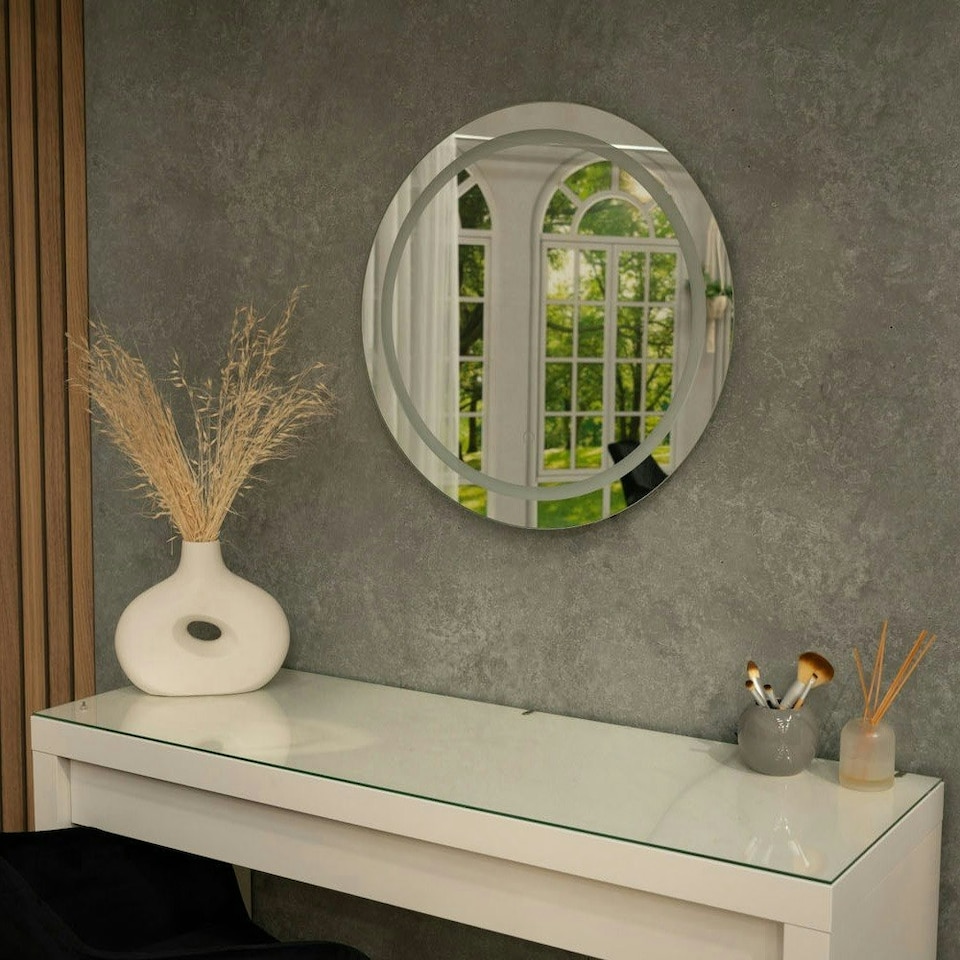 image 1 of ValueLights ValueLights Mirror IP44 Bathroom Round Demister Touch Control LED Strip 60cm Mirror Light