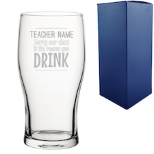 Personalised Sorry Our Class Makes You Drink Teacher Pint Glass