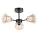 image 1 of Designer Matte Black Ceiling Light with Amber Floral Glass Shades