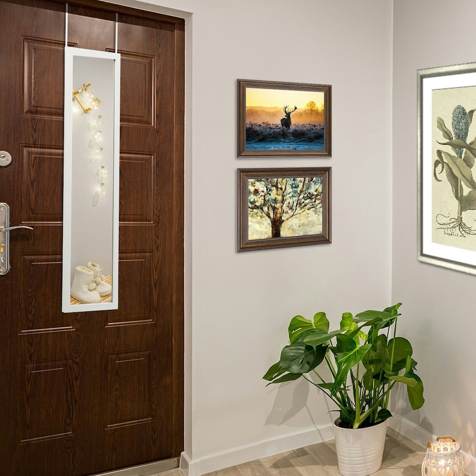 image 1 of COSTWAY Full Length Mirror Over the Door Wall Hanging White White