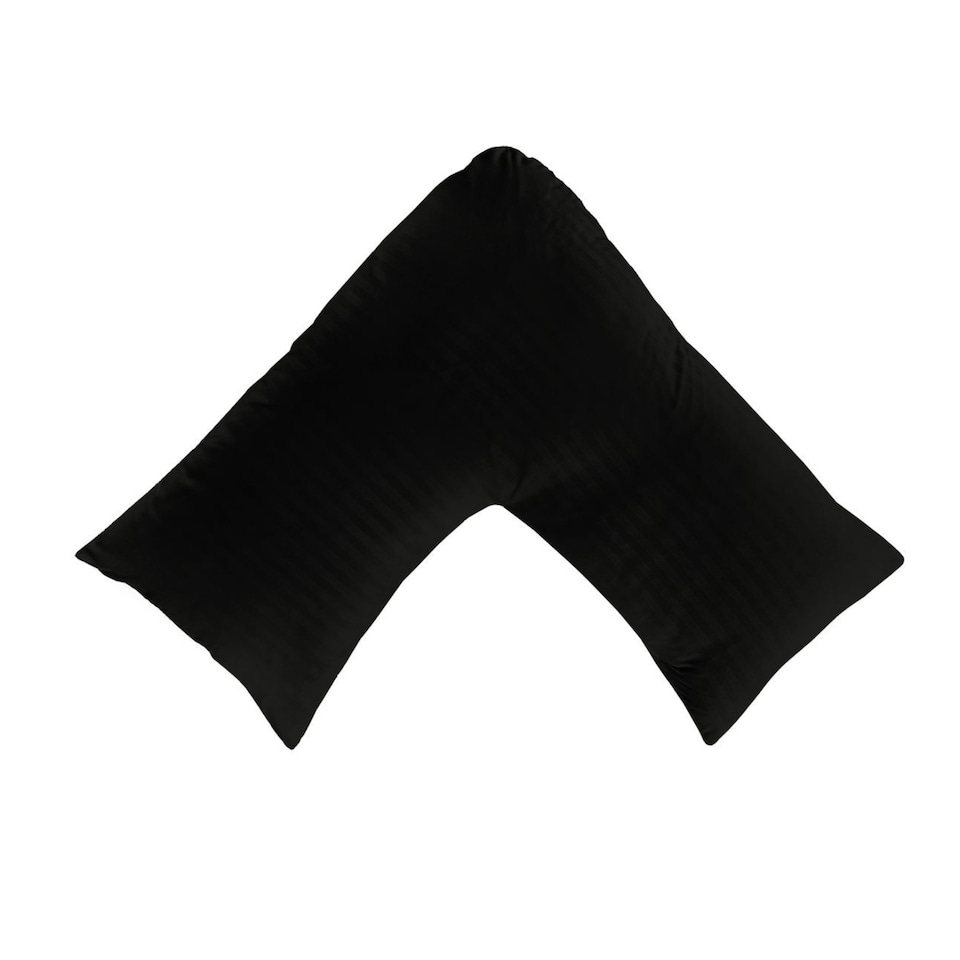 image 1 of Microfibre Soft Touch V Shape Satin Stripe Pillowcase | Black