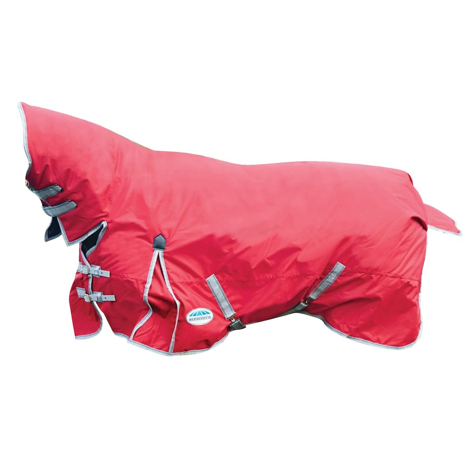 image 1 of Weatherbeeta Comfitec Heavy Classic Combo Neck Turnout Rug - Red/Silver/Navy - 4 ft 3