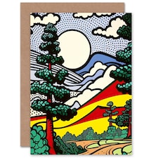Modern Pop Forest Landscape Comic Colourful Birthday Card