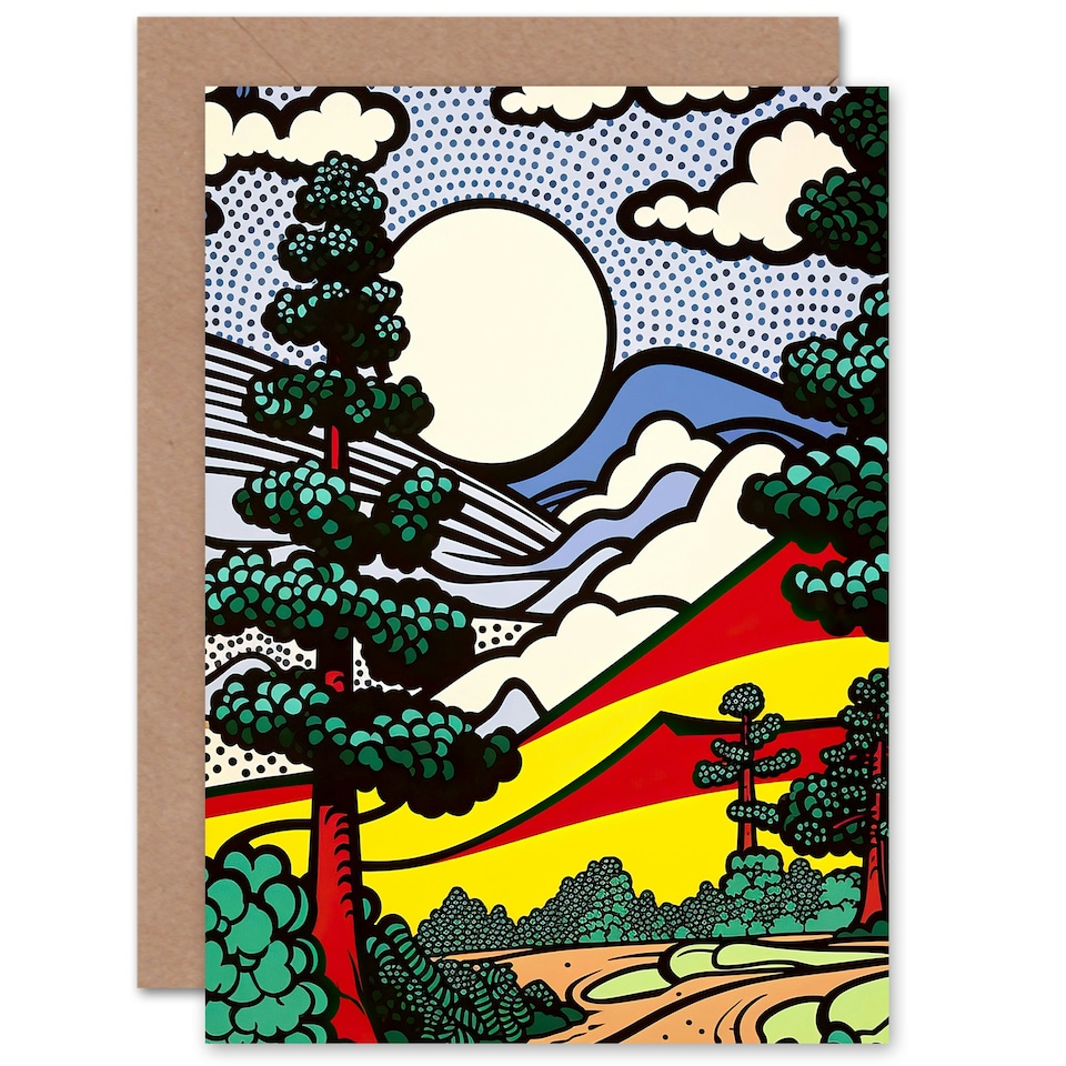 image 1 of Modern Pop Forest Landscape Comic Colourful Birthday Card