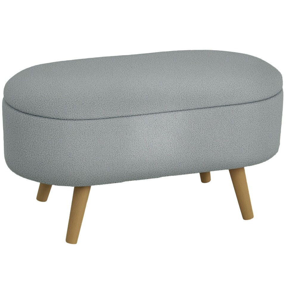 image 1 of HOMCOM Ottoman Storage Bench for Hallway, Living Room, Charcoal Grey