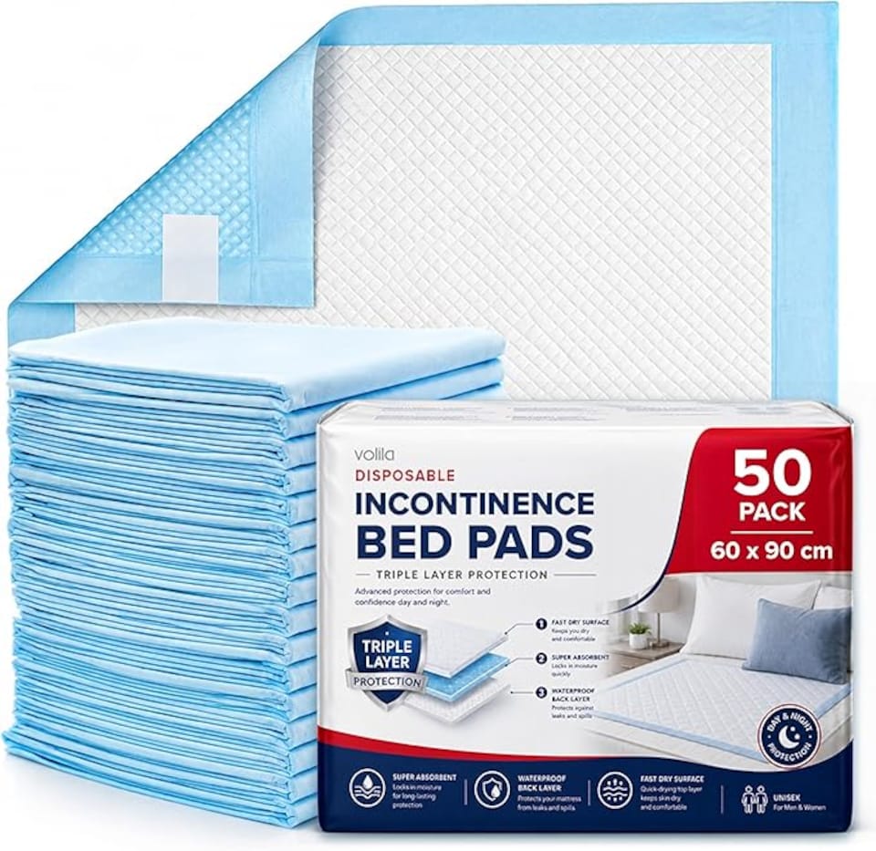 image 1 of Incontinence Bed Pads - Triple Layer Highly Absorbent (50pack) | Blue | 50 pack - Blue | 50