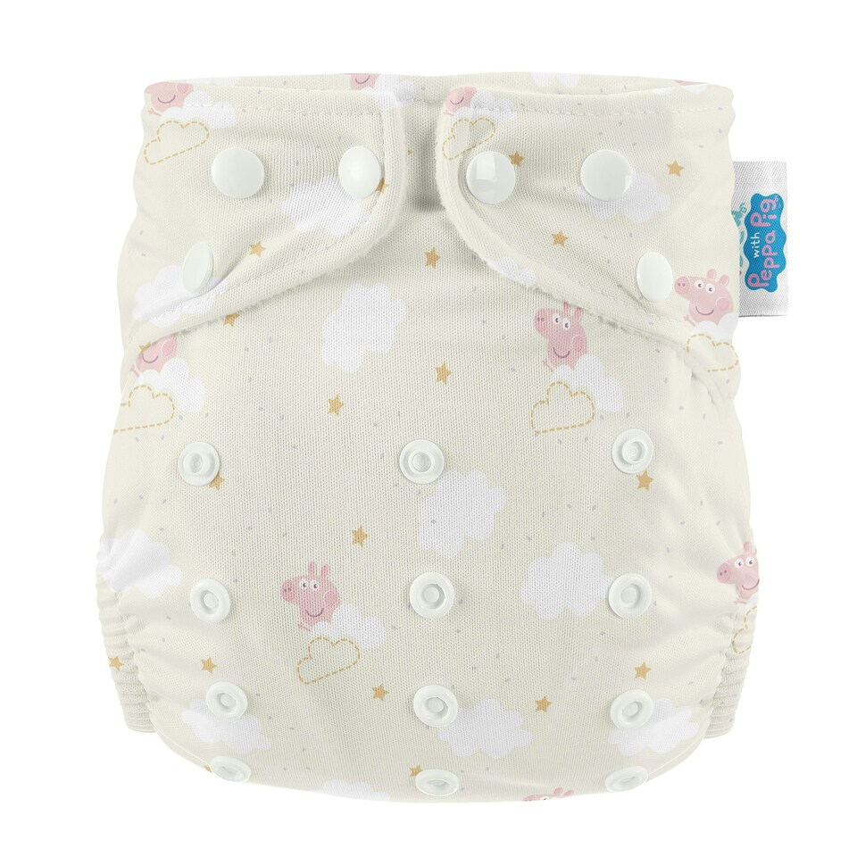 image 1 of Peppa Pig One Size All-In-One Reusable Cloth Nappy - Peppa Clouds